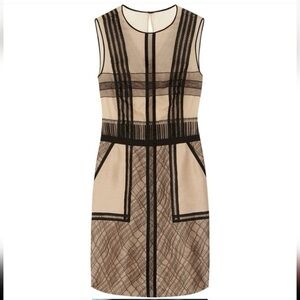 3.1 PHILLIP LIM lace mesh silk organza dress 6 nude+black mini sleeveless sheath